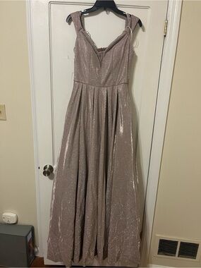 Sparkle A-Line Evening Dress in Dusty Rose with pockets